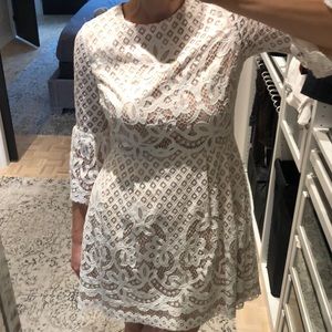 White and nude fit and flare dress women’s US 12